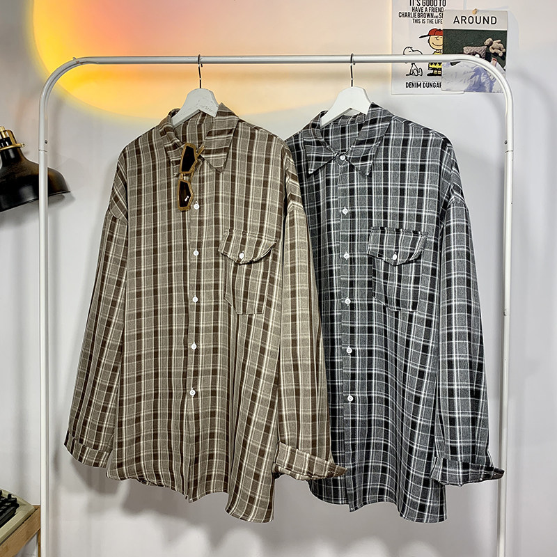 2025春款格子长袖衬衫男生衬衣D201-DM96-P45，男装衬衫，电商D321-1