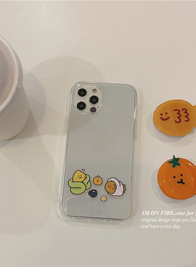 韩国ins复古冬日烤红薯鲷鱼烧支架iPhone14promax13xs12透明手机壳15plus16pro17