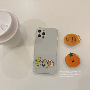 韩国ins复古冬日烤红薯鲷鱼烧支架iPhone14promax13xs12透明手机壳15plus16pro17