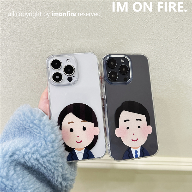 卡通不想上班插画小人情侣手机壳