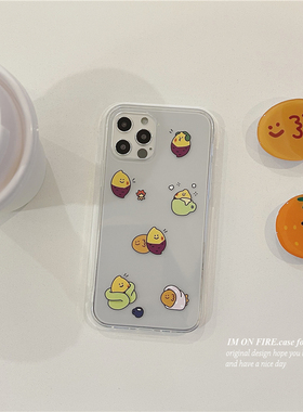 韩国ins复古耳机听歌红薯鲷鱼烧iPhone14plus13promax12xs17透明手机壳15pro16