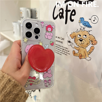 可爱粉色兔子草莓爱心透明手机壳