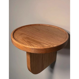 无拼接整板实木墙上置物架一字复古卧室床头壁挂架民宿咖啡馆烛台