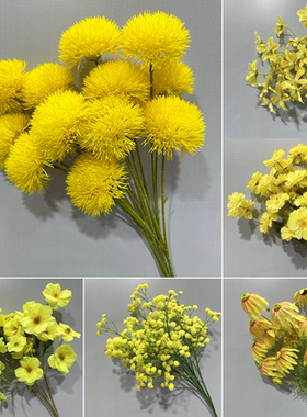 黄色婚礼仿真花绢花花材婚庆布置假花礼堂装饰家装花塑料花路引花
