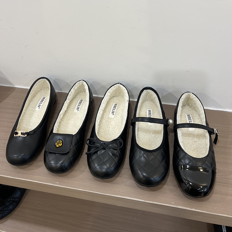 新款秋冬季加绒一字带玛丽珍鞋女平底毛毛鞋蝴蝶结温柔气质晚晚鞋,女鞋,浅口单鞋,淘宝优惠券,粉丝福利购,淘宝优惠卷