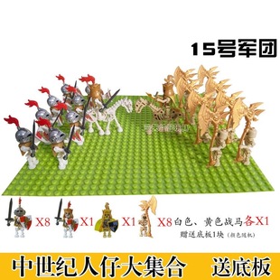 适用于乐高中世纪骷髅骑士军事城堡罗马士兵战马坐骑积木人仔玩具