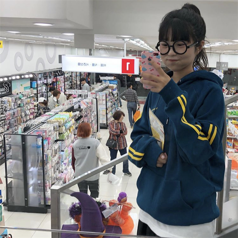 Girls' retro college sports sleeve color contrast fabric Hoodie sweater Plush South Korea autumn and winter