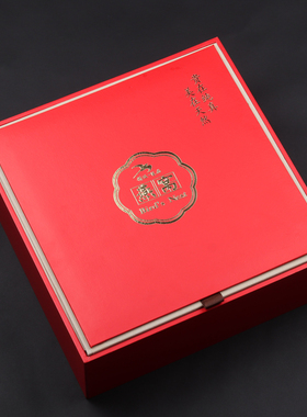 新款红色燕窝包装盒子木盒皮盒透明天然金框礼品盒250克100g50克