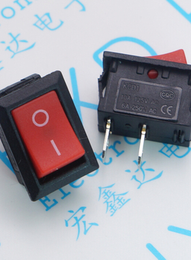 15*21 红头 船型开关 15X21MM 2二脚 两档 红色电源开关 KCD-101