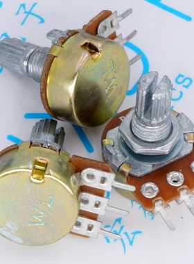 WH148 100K 104 单联电位器 B100K 短柄 柄长15MM 3脚卧式 配螺母