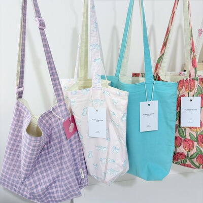 413上新限时优惠韩系格子帆布托特包女简约慵懒风大容量单肩斜挎