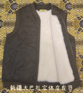 新款新疆阿尔泰绵羊皮坎肩皮毛一体内胆马甲男士加厚保暖拉链款