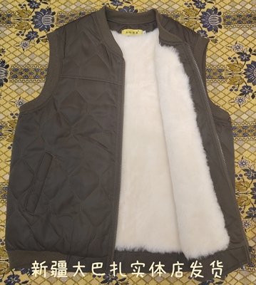 新款新疆阿尔泰绵羊皮坎肩皮毛一体内胆马甲男士加厚保暖拉链款