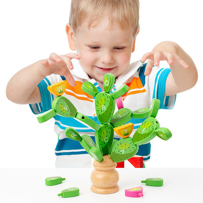 百变仙人球掌母认知儿童木制拼插字母字宝宝专注力早教益智力玩具