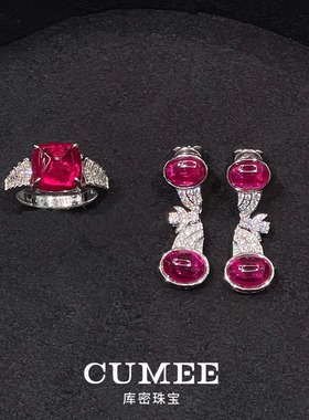 宫廷风鸽血红培育红宝石戒指