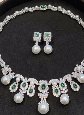 民族风晚装合成贝珠项链耳坠