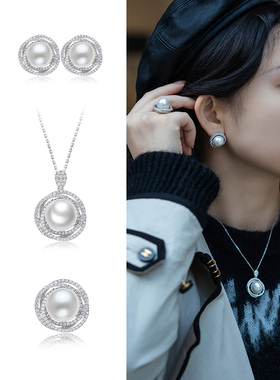 CUMEE澳白贝珠银镀金首饰套装