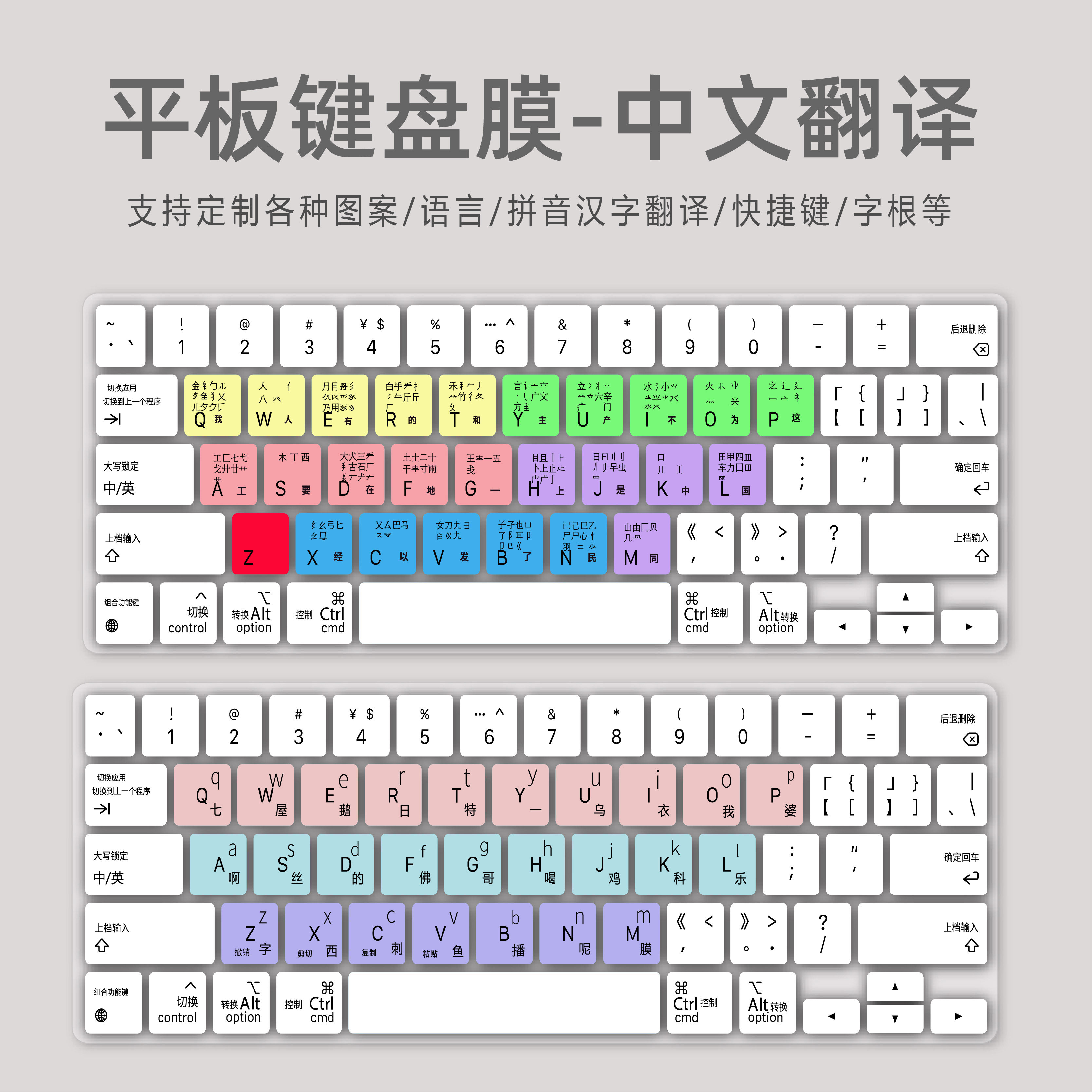 适用苹果妙控键盘中文拼音汉字语言翻译平板电脑练习定制五笔字根