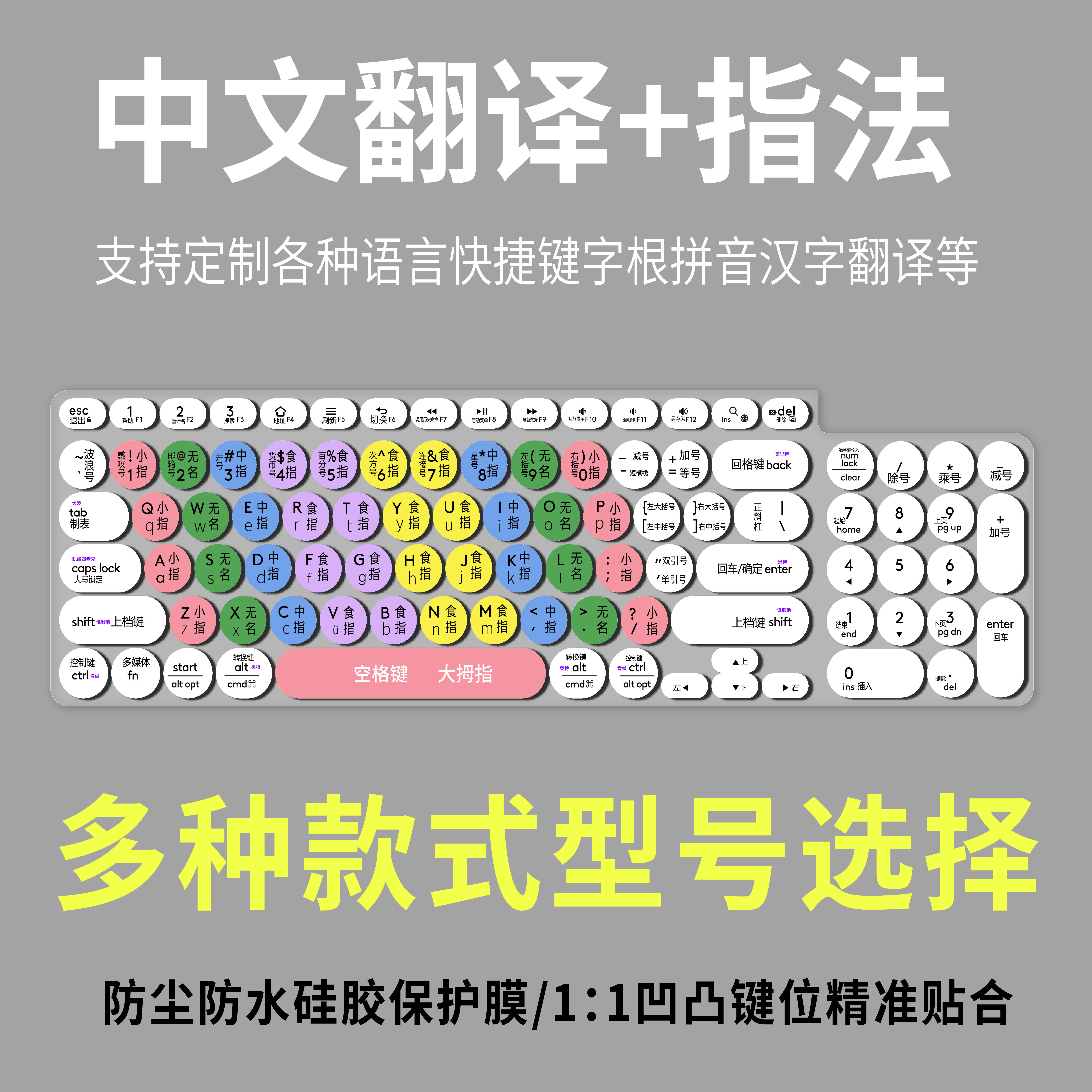 适用凯迪威CR复古海志Q1富德ik6632中文翻译字键盘膜BOW航世K221