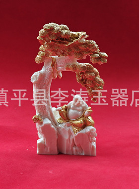 批发镂空松下佛像摆件 树脂描金弥勒佛家居办公摆件工艺品