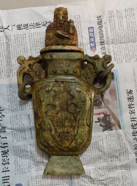 批发仿古做旧老人花瓶摆件玉石镇 楼星家居办公装饰摆件工艺品