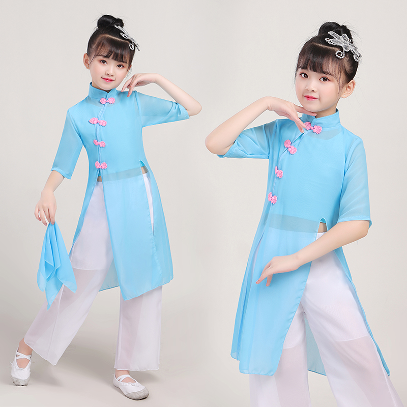 儿童古典演出表筝伞舞蹈服