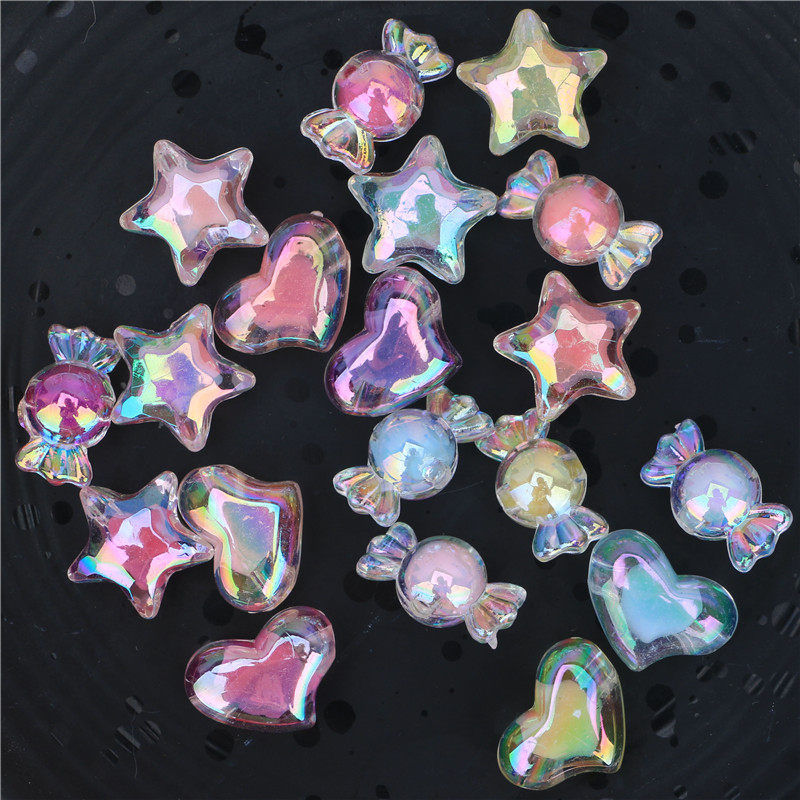 奶油胶滴胶手机壳梦幻糖果爱心五角星diy装饰物亚克力配件装饰带