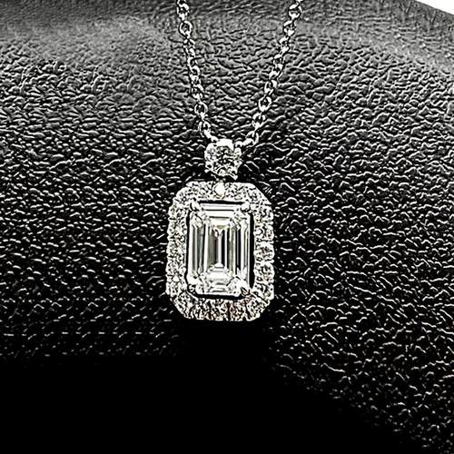 香水瓶项链18K金培育钻石祖母绿