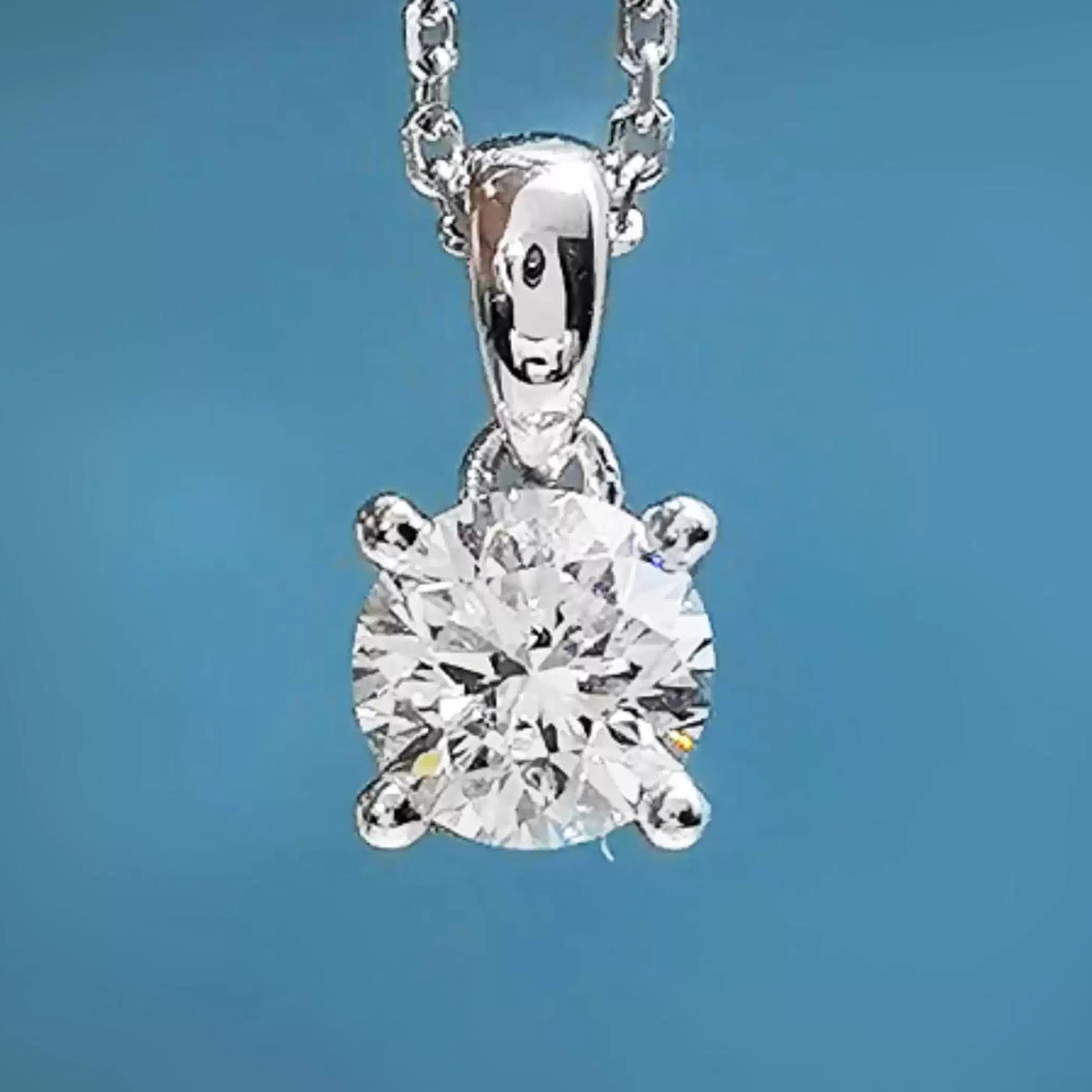 培育钻石吊坠18K金项链四爪1克拉