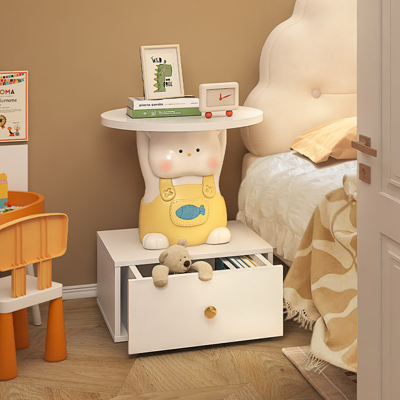 创意圆儿童床头柜家用卧室小物置型储柜other奶油风形物架卡通床