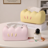 创意桌面纸巾盒客厅实用陶瓷卫生纸盒可爱茶几小收纳摆件家居装 饰