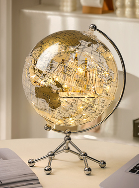 创意轻奢透明地球仪摆件高档家居装饰品客厅电视柜书房办公室桌面