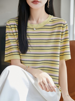 新款针织衫女短袖百搭内搭上衣NSY521