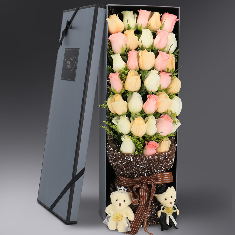 情人节鲜花速递同城全国上海北京生日红色玫瑰花束礼盒配送花店