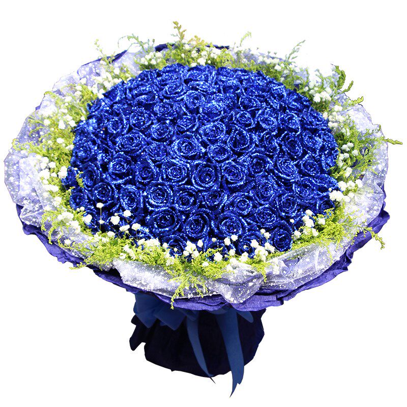 99朵蓝色妖姬玫瑰花束上海同城鲜花速递北京深圳广州南京全国送花