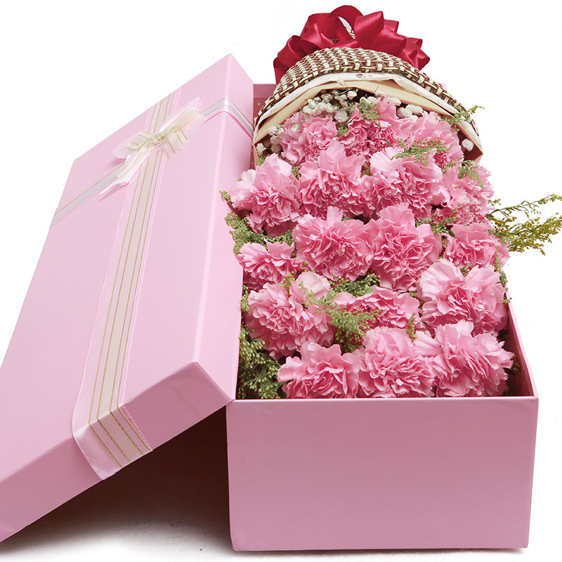 三亚鲜花速递同城康乃馨香水粉白百合花束礼盒海口表白生日送花店