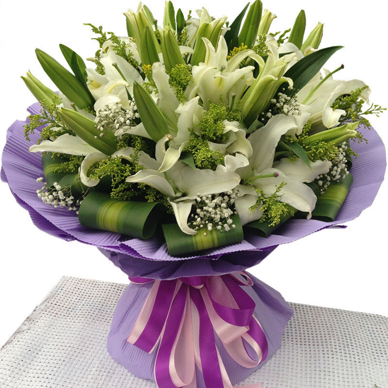 哈密情人节康乃馨百合花束哈密伊吾全国同城鲜花速递生日配送花店