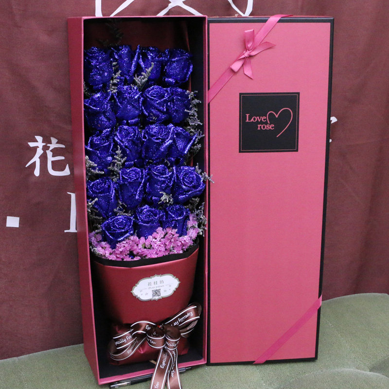 北京鲜花速递蓝色妖姬礼盒生日同城鲜花店蓝玫瑰花束上海深圳广州