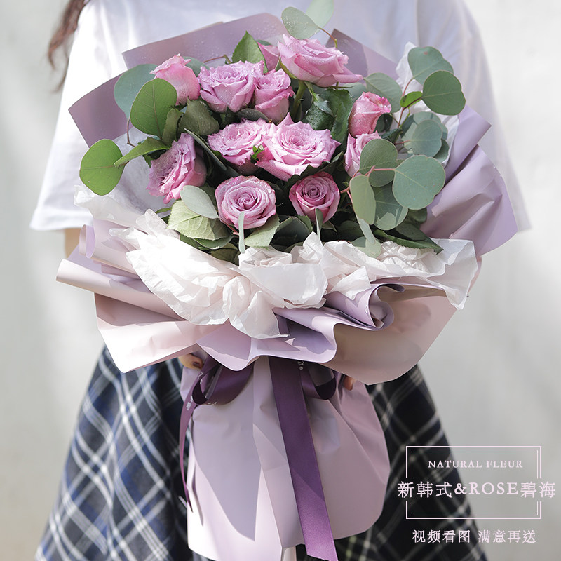 韩式玫瑰花束送女朋友生日上海