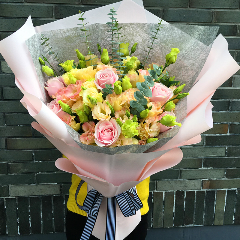杭州鲜花速递同城玫瑰花橘梗韩式混搭花束生日订花店送花爱人女友