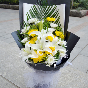 清明节花束菊花鲜花扫墓祭奠用花丧葬仪式白事鲜花全国同城配送