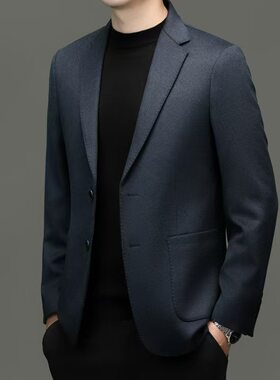 桑蚕丝羊绒羊毛高档男士西装