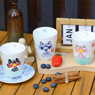 云南非遗文创招财瓦猫纯手工定制陶瓷高端水杯节日礼品礼物伴手礼