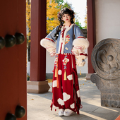 素拜年服灯笼裤 蘑菇菇系列青lo原创设计汉元 新年套装 现货