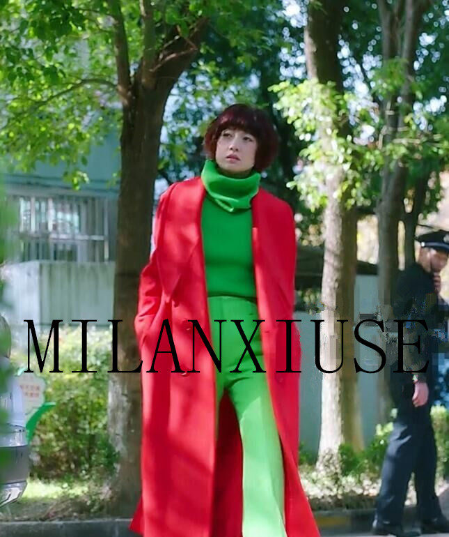 茠色正品秋冬新款时尚大红色长款羊绒呢大衣西服领宽松潮流女外套