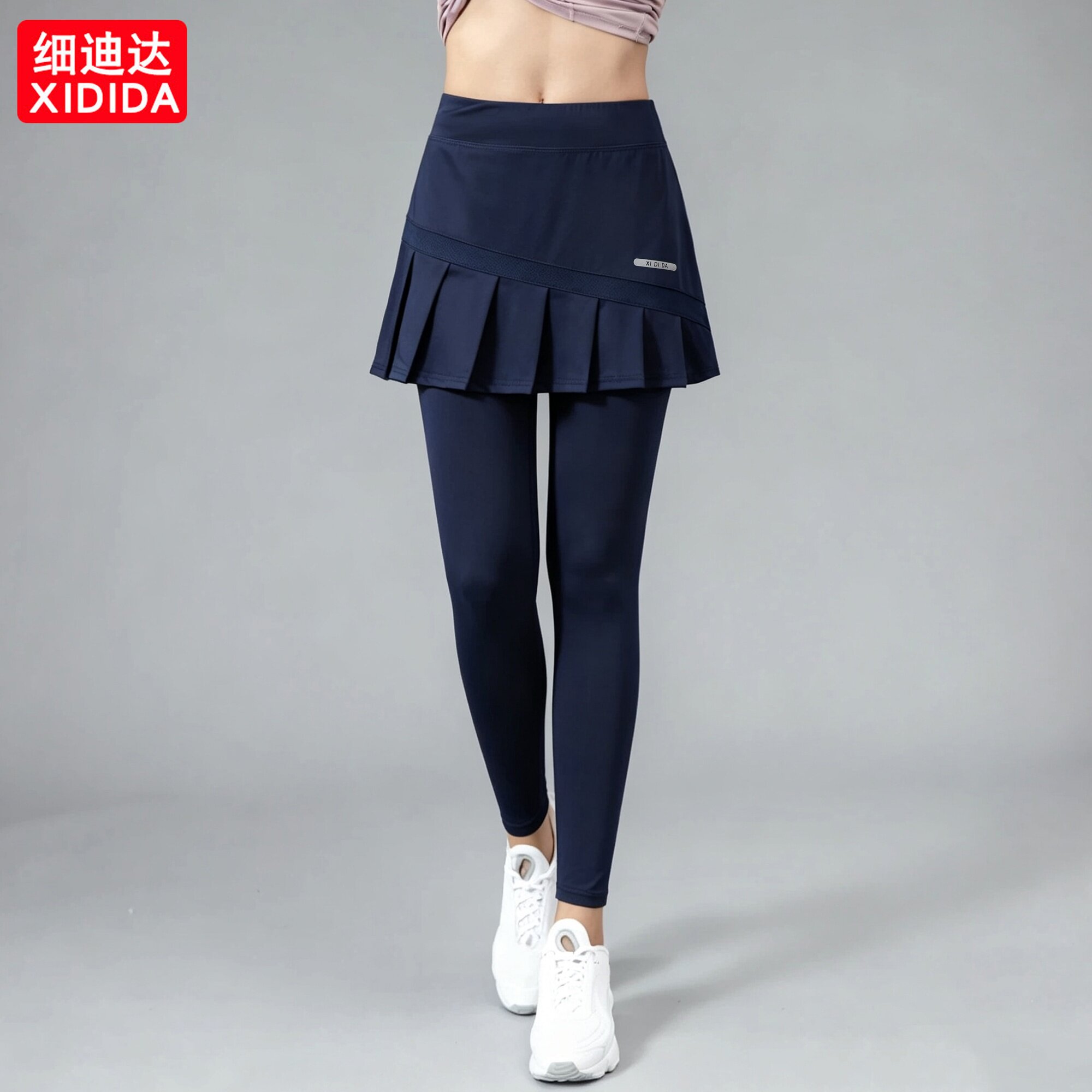假两件秋冬运动裤裙女防走光羽毛球网球裙速干跑步瑜伽健身长裤子