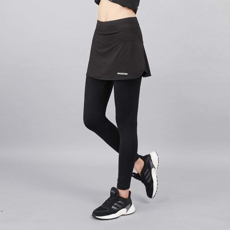 女运动短裙速干跑步健身瑜伽紧身长裤女假两件网球羽毛球裤裙薄款
