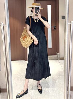 Issey Miyake/三宅一生 褶皱夏季新款不规则拼接日常通勤百搭宽松