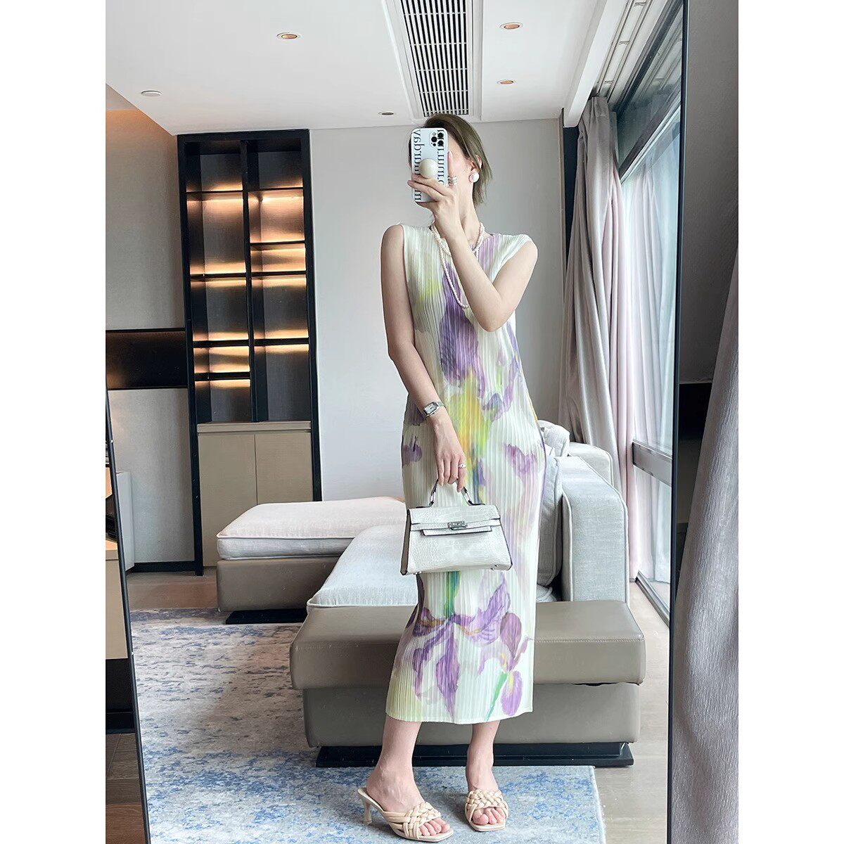 三宅褶皱连衣裙百搭宽松显瘦时尚