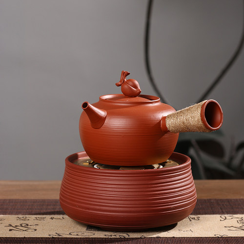 【陶潮文创】潮州砂铫烧水小型茶具侧把砂铫壶陶壶煮水煮茶壶陶瓷